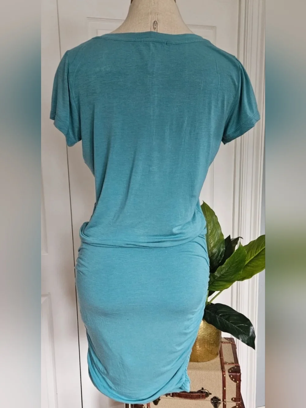 Prana Foundation Dress relaxed T-shirt style fitted ruched pencil skirt Size XS - Picture 3 of 8